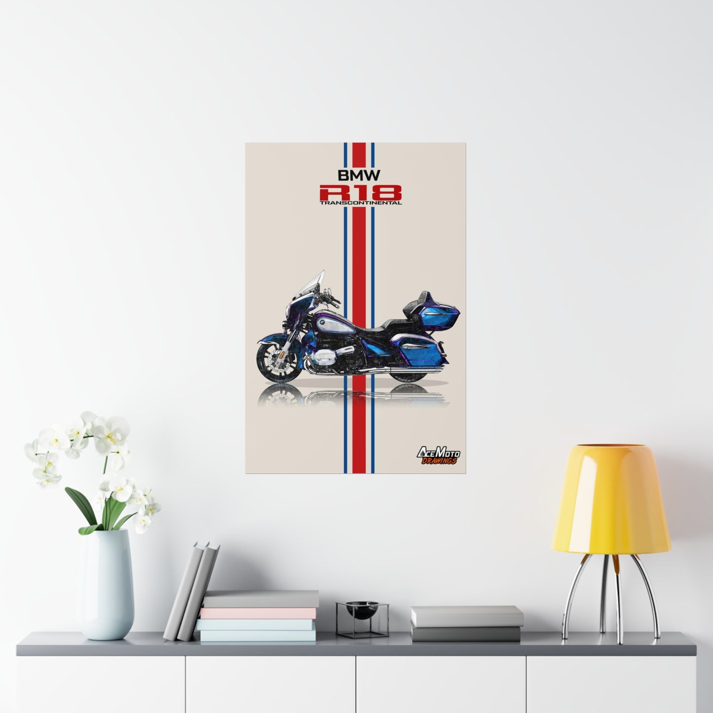 BMW R18 Transcontinental Drawing Poster Angle 1