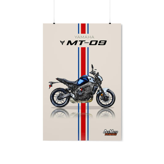 Yamaha MT09 Blue & White | Wall Art - Frame Poster - 2021