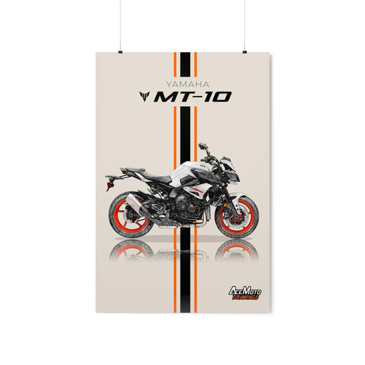 Yamaha MT10 Orange and White | Wall Art - Frame Poster - 2023