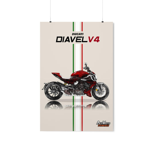 Ducati Diavel V4 Drawing Poster