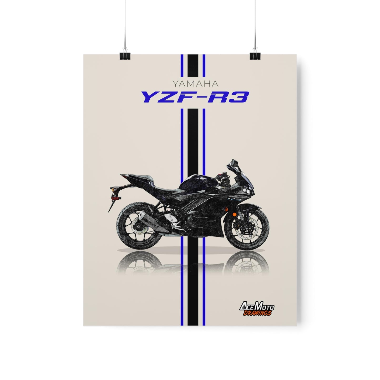 Yamaha YZF R3 Black | Wall Art - Frame Poster - 2022