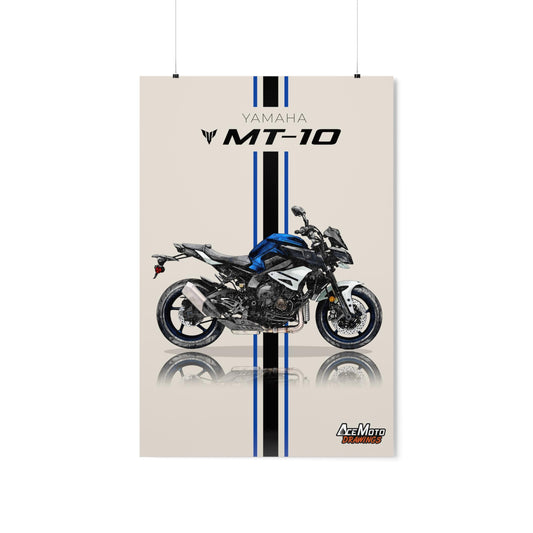 Yamaha MT10 Blue and White | Wall Art - Frame Poster - 2021