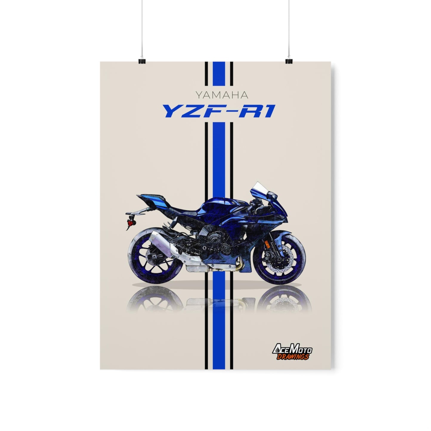 Yamaha YZF R1 Blue | Wall Art - Frame Poster - 2023