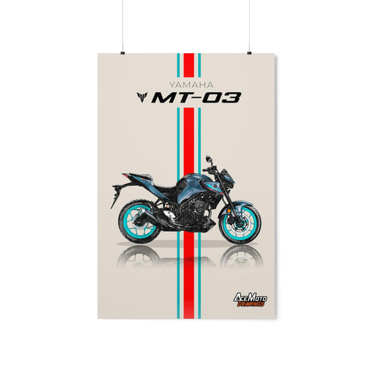Yamaha MT03 Turquoise | Wall Art - Frame Poster - 2022