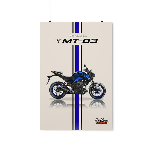 Yamaha MT03 Black & Blue | Wall Art - Frame Poster - 2020
