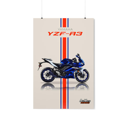 Yamaha YZF R3 Blue | Wall Art - Frame Poster - 2020