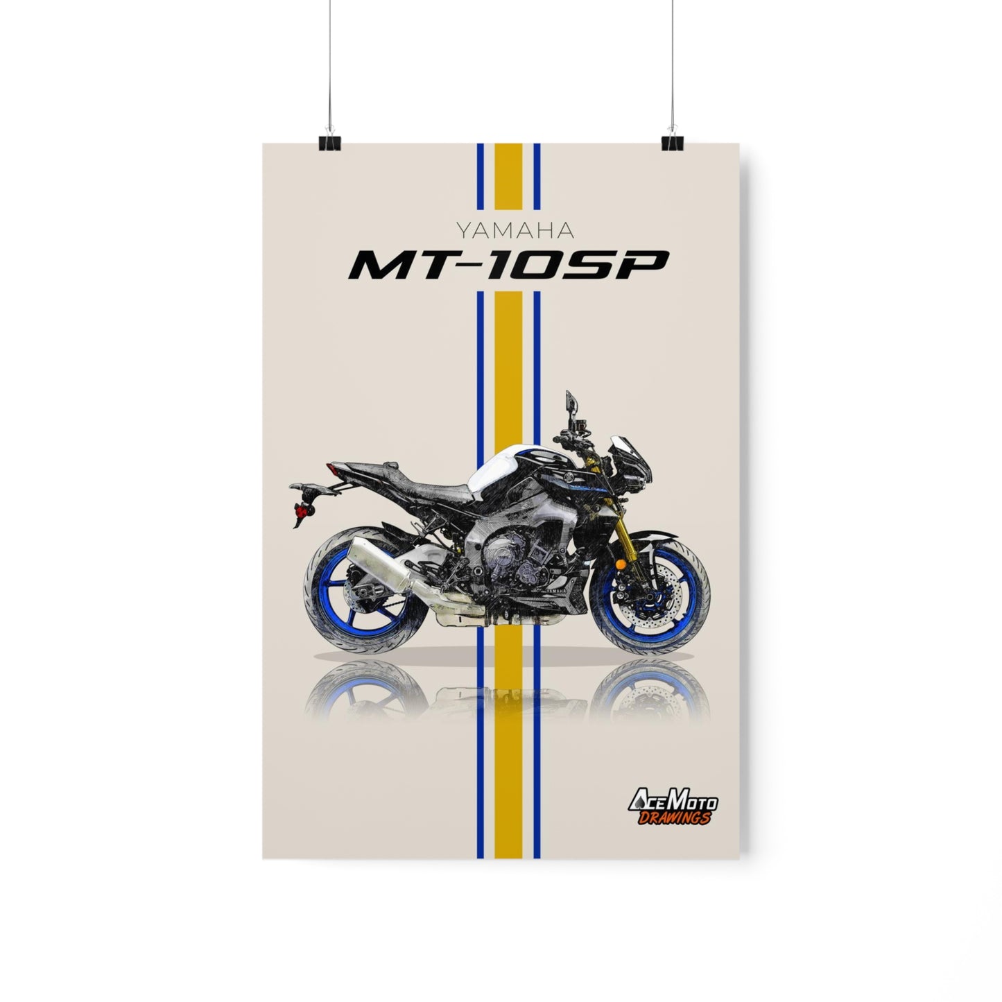 Yamaha MT10 SP Blue and White | Wall Art - Frame Poster - 2023