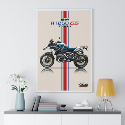 BMW R1250 GS Trophy Drawing Poster with White Frame angle 1 