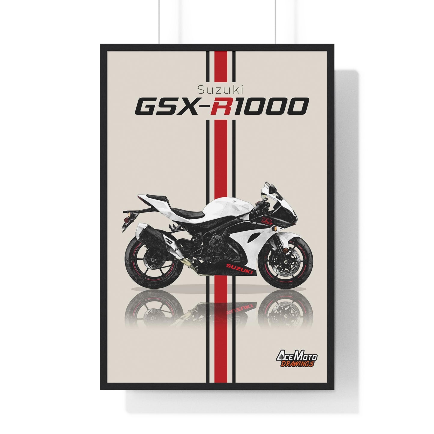 Suzuki GSX-R 1000 White | Wall Art - Frame Poster - 2022