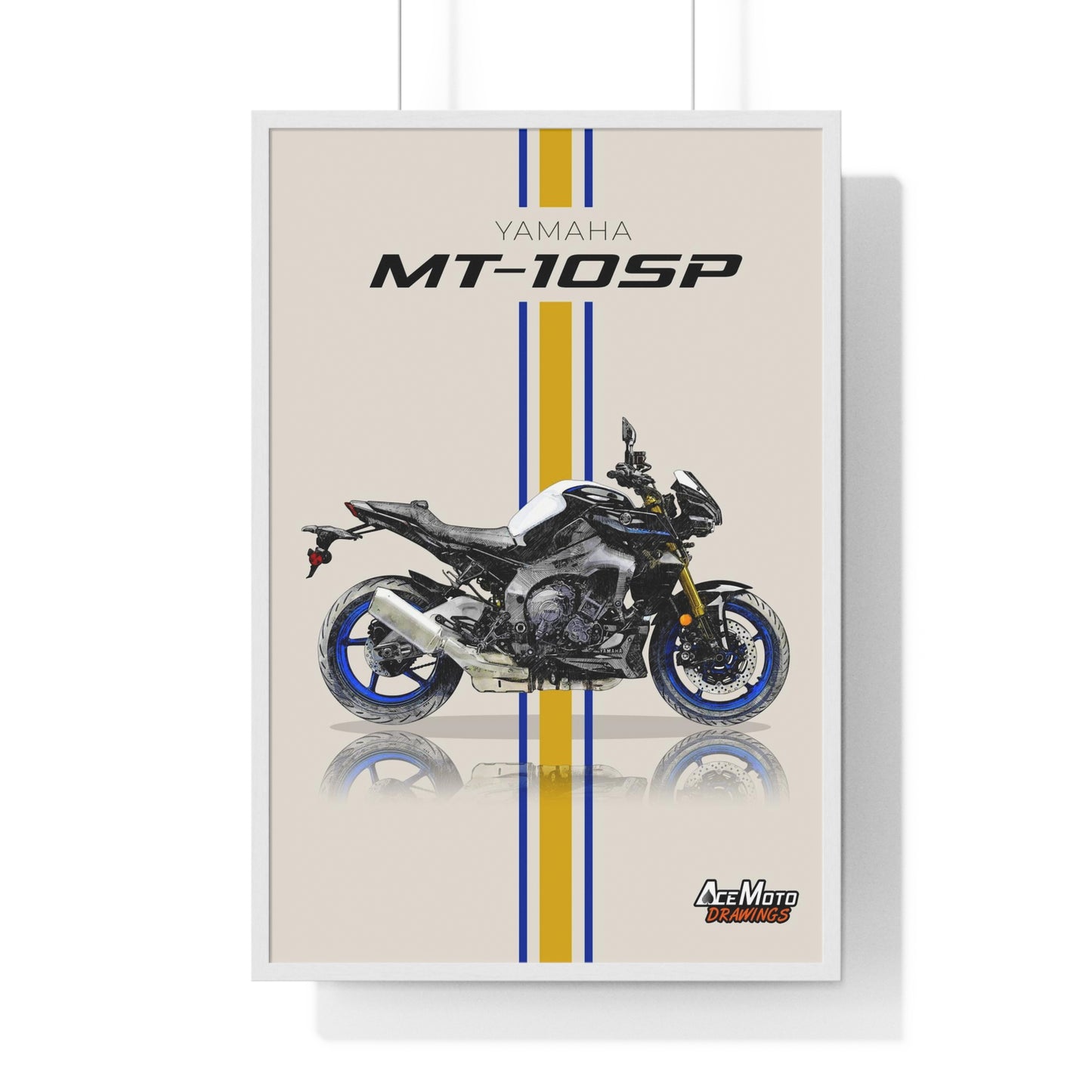 Yamaha MT10 SP Blue and White | Wall Art - Frame Poster - 2023