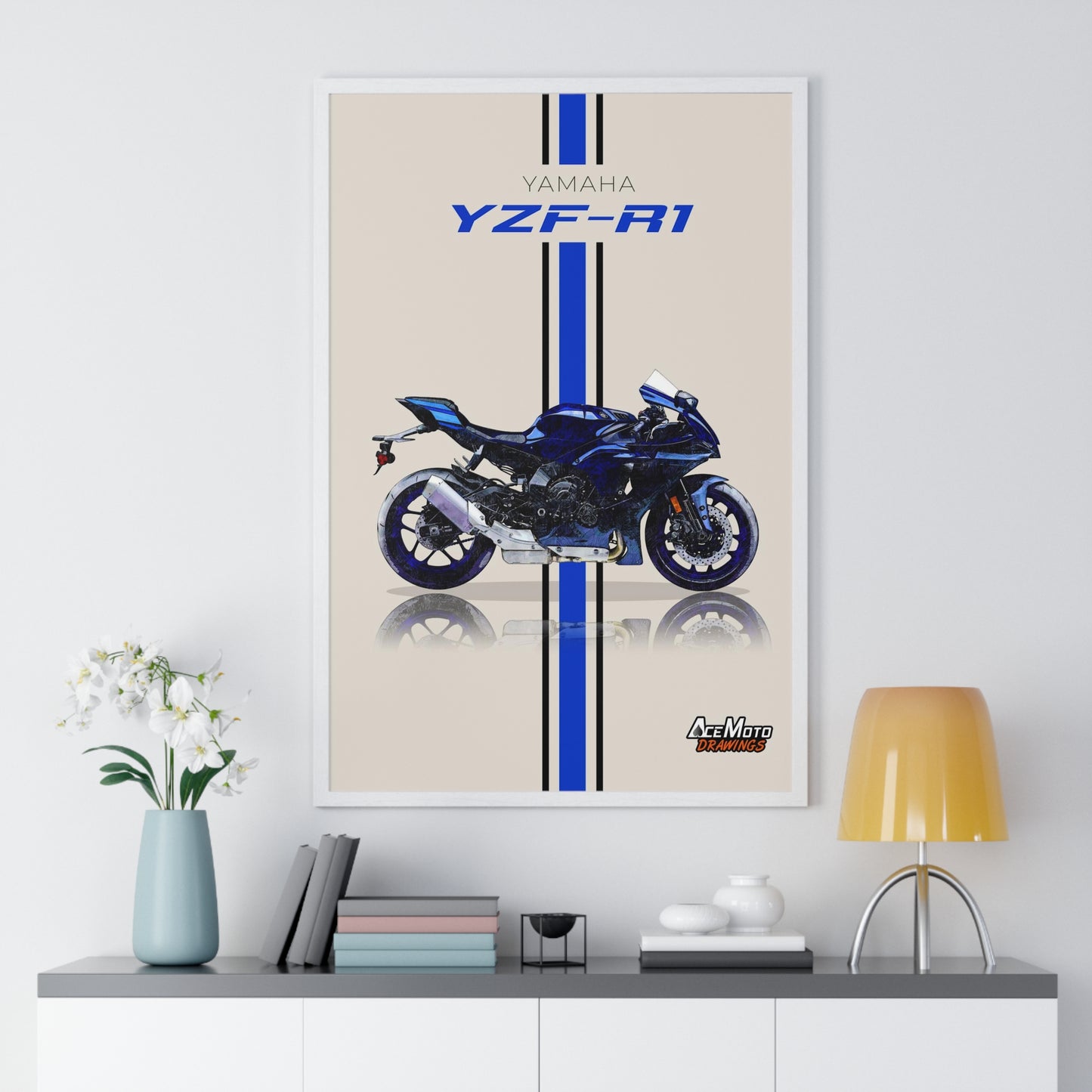 Yamaha YZF R1 Blue | Wall Art - Frame Poster - 2023