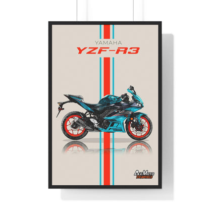 Yamaha YZF R3 Turquoise & Orange | Wall Art - Frame Poster - 2021