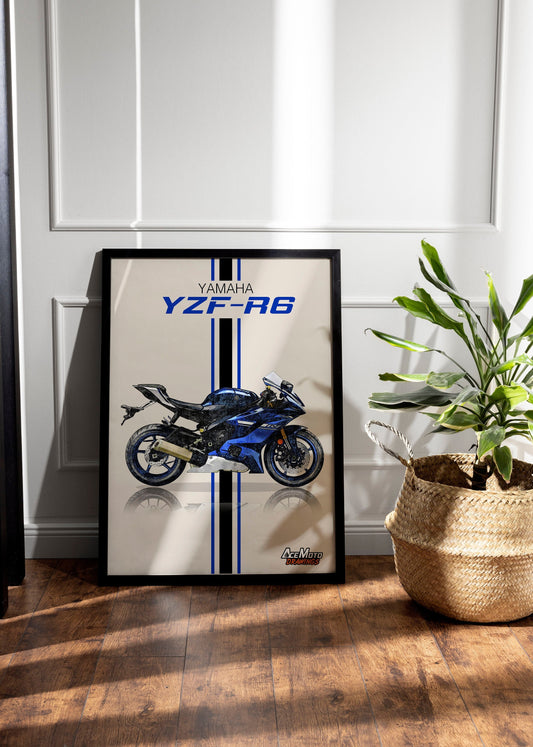 Yamaha YZF R6 Black & Orange | Wall Art - Frame Poster - 2020