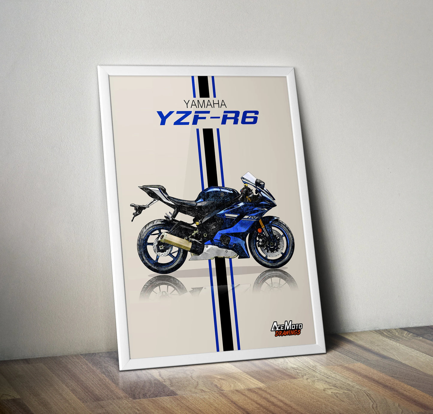 Yamaha YZF R6 Black & Orange | Wall Art - Frame Poster - 2020