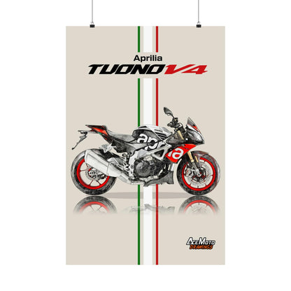 Aprilia Tuono V4 1100 Factory 2018 | Motorcycle Poster, Bike Wall Art Decor - Gift for Lovers Aprilia Rider PresentDrawing