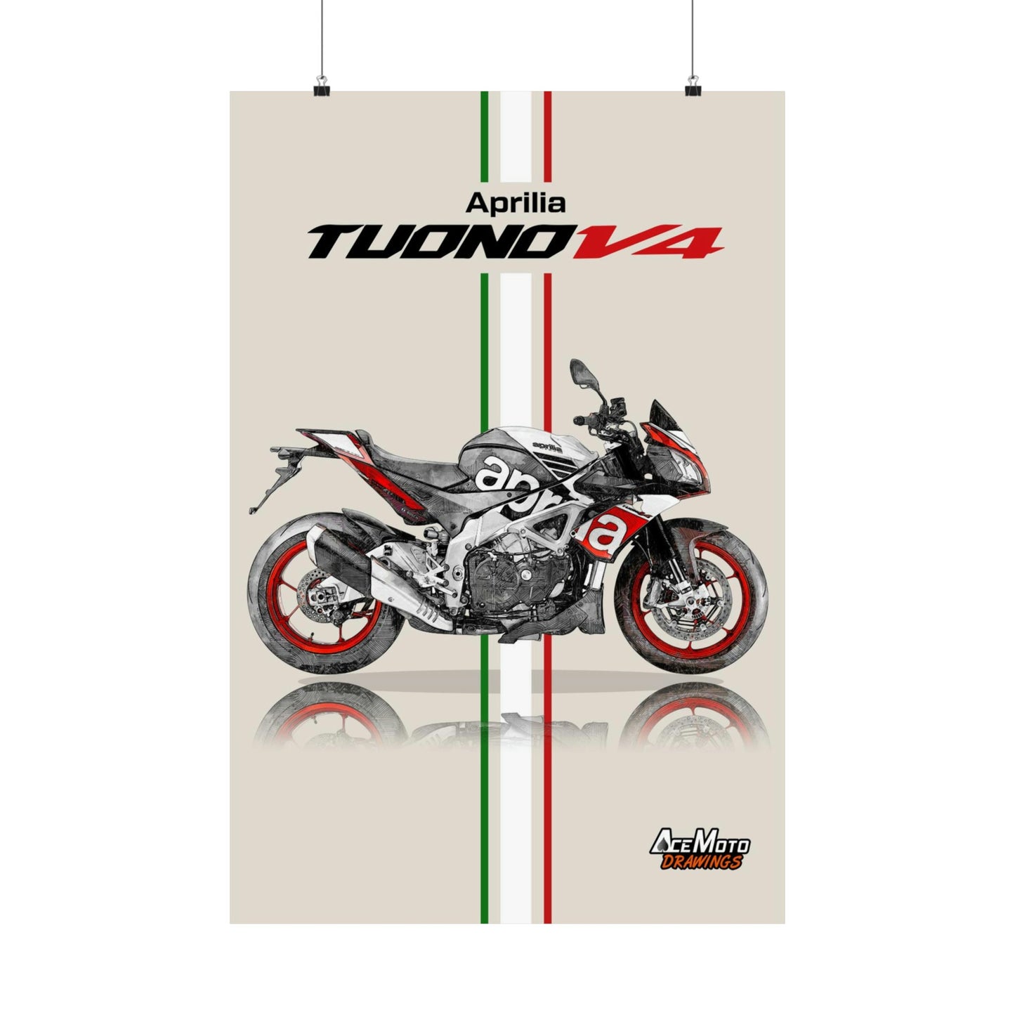 Aprilia Tuono V4 1100 Factory 2016  | Motorcycle Poster, Bike Wall Art Decor - Gift for Lovers Aprilia Rider PresentDrawing