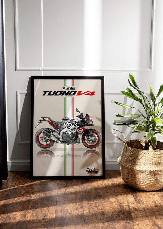 Aprilia Tuono V4 1100 Factory 2016  | Motorcycle Poster, Bike Wall Art Decor - Gift for Lovers Aprilia Rider PresentDrawing