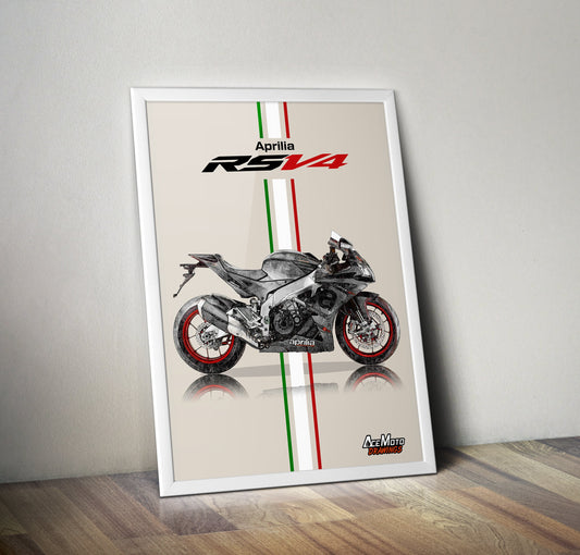 Aprilia RSV4 RR 2015 | Motorcycle Poster, Bike Wall Art Decor - Gift for Lovers Aprilia Rider PresentDrawing