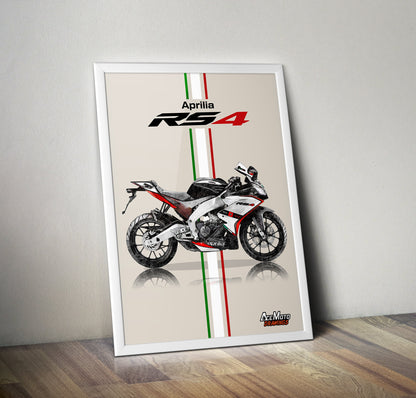Aprilia RS4 125 Replica SBK 2016 | Motorcycle Poster, Bike Wall Art Decor - Gift for Lovers Aprilia Rider PresentDrawing