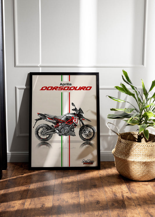 Aprilia Dorsoduro 900 - 2017 | Motorcycle Poster, Bike Wall Art Decor - Gift for Lovers Aprilia Rider Present Drawing