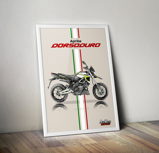 Aprilia Dorsoduro 750 2016 | Motorcycle Poster, Bike Wall Art Decor - Gift for Lovers Aprilia Rider PresentDrawing