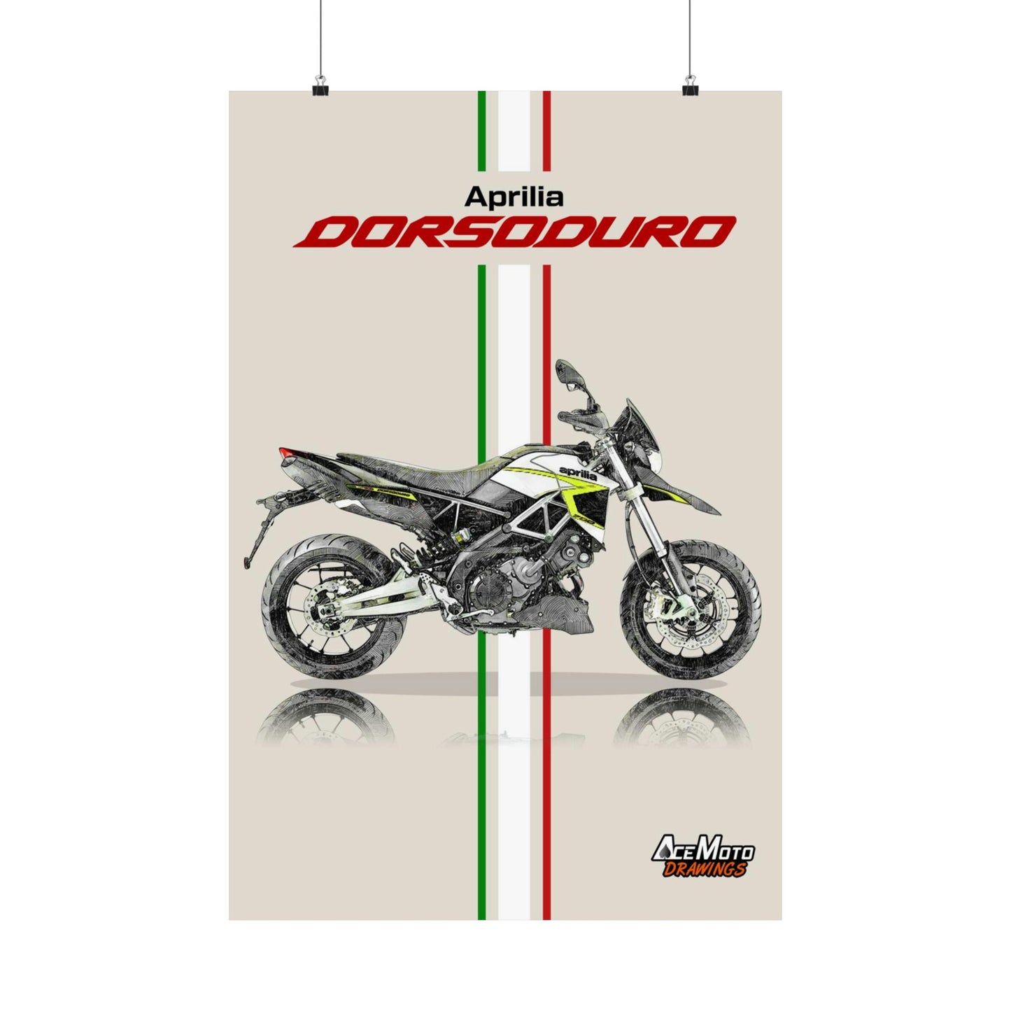 Aprilia Dorsoduro 750 2016 | Motorcycle Poster, Bike Wall Art Decor - Gift for Lovers Aprilia Rider PresentDrawing