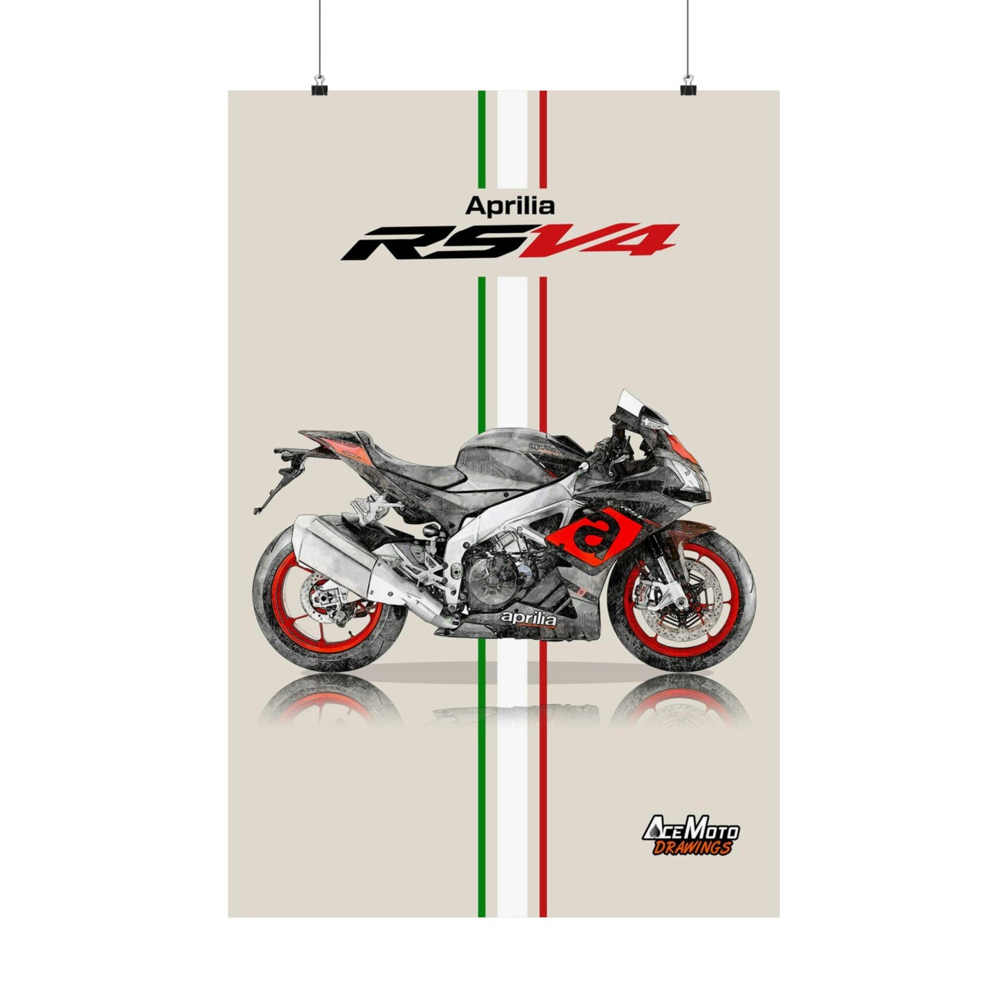 Aprilia RSV4 RR 2017 | Motorcycle Poster, Bike Wall Art Decor - Gift for Lovers Aprilia Rider PresentDrawing