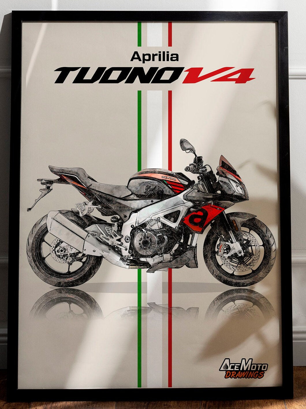 Aprilia Tuono V4 1100RR 2017 | Motorcycle Poster, Bike Wall Art Decor - Gift for Lovers Aprilia Rider PresentDrawing