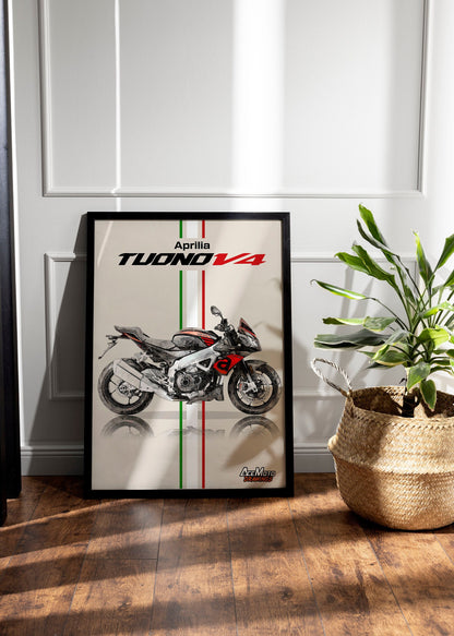 Aprilia Tuono V4 1100RR 2017 | Motorcycle Poster, Bike Wall Art Decor - Gift for Lovers Aprilia Rider PresentDrawing