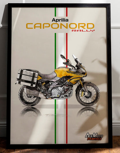Aprilia Caponord 1200 Rally 2015 | Motorcycle Poster, Bike Wall Art Decor - Gift for Lovers Aprilia Rider PresentDrawing