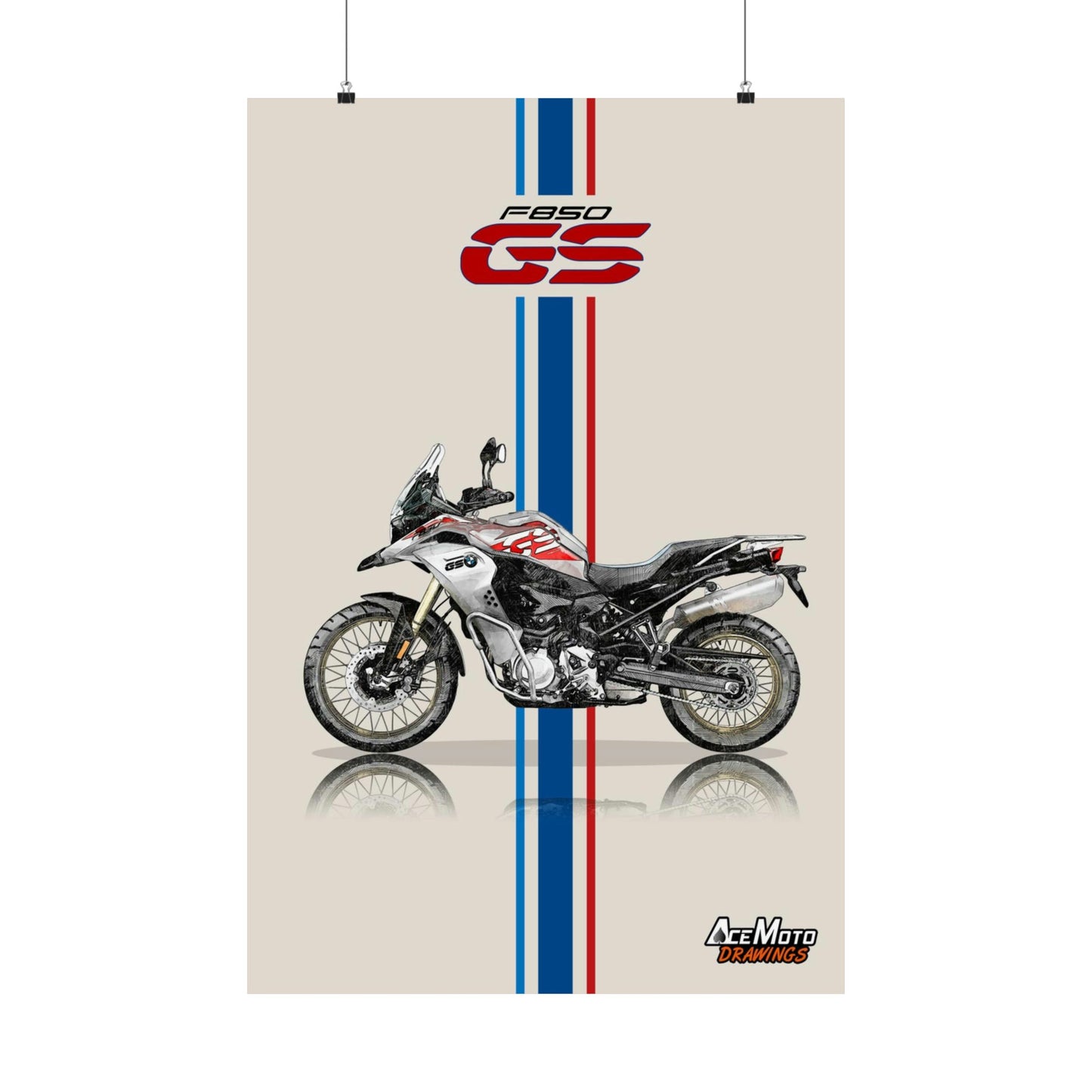 BMW F850 GS Wall Poster | Motorcycle Poster, Bike Wall Art Decor - Gift for BMW Rider - Drawing