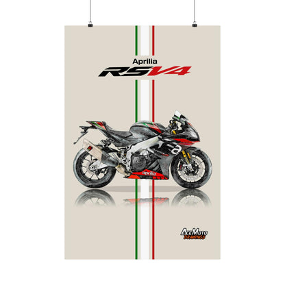 Aprilia RSV4 1100 Factory 2020 | Motorcycle Poster, Bike Wall Art Decor - Gift for Lovers Aprilia Rider Present Drawing