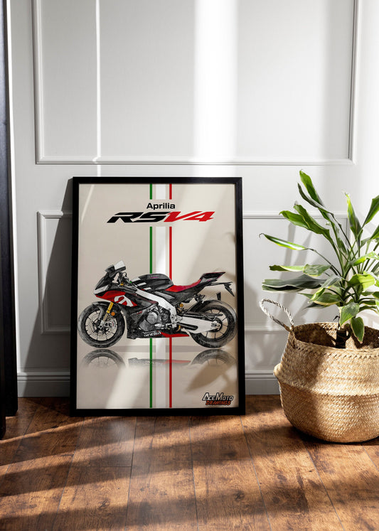 Aprilia RSV4 Factory 2021 | Motorcycle Poster, Bike Wall Art Decor - Gift for Lovers Aprilia Rider Present Drawing
