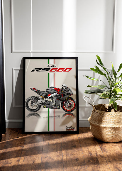 Aprilia RS660 Trofeo 2023 | Motorcycle Poster, Bike Wall Art Decor - Gift for Lovers Aprilia Rider Present Drawing