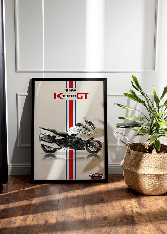 BMW K1600GT Wall Poster | Motorcycle Poster, Bike Wall Art Decor - Gift for Lovers BMW Rider Present Drawing