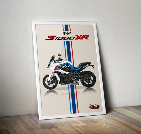 BMW S1000XR 2021 | Motorcycle Poster, Bike Wall Art Decor - Gift for Lovers BMW Rider Present Drawing