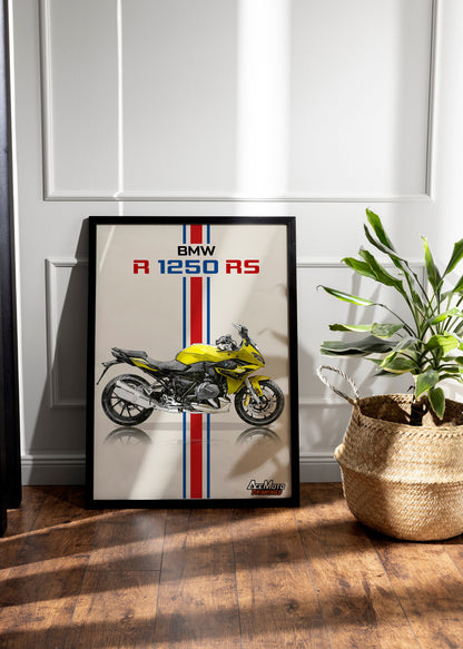 BMW R1250 RS | Motorcycle Poster, Bike Wall Art Decor - Gift for Lovers BMW Rider Present Drawing