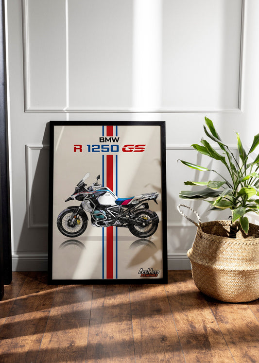BMW R1250 GS | Motorcycle Poster, Bike Wall Art Decor - Gift for Lovers BMW Rider Present Drawing