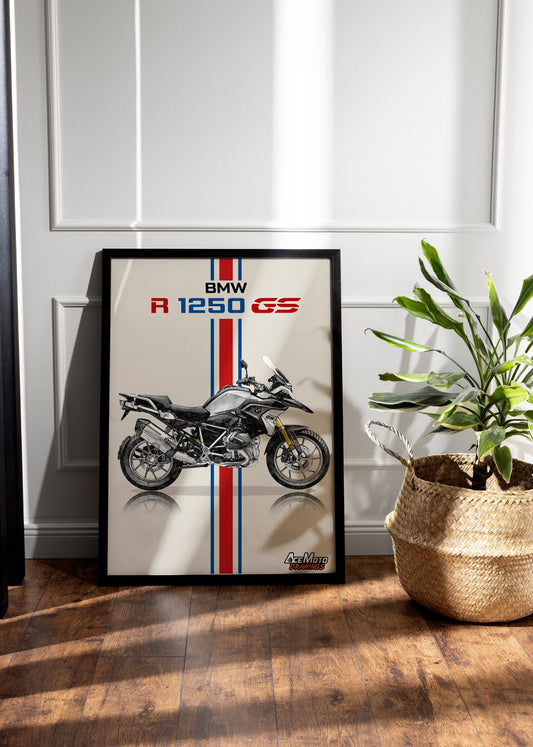BMW R1250 GS | Motorcycle Poster, Bike Wall Art Decor - Gift for Lovers BMW Rider Present Drawing