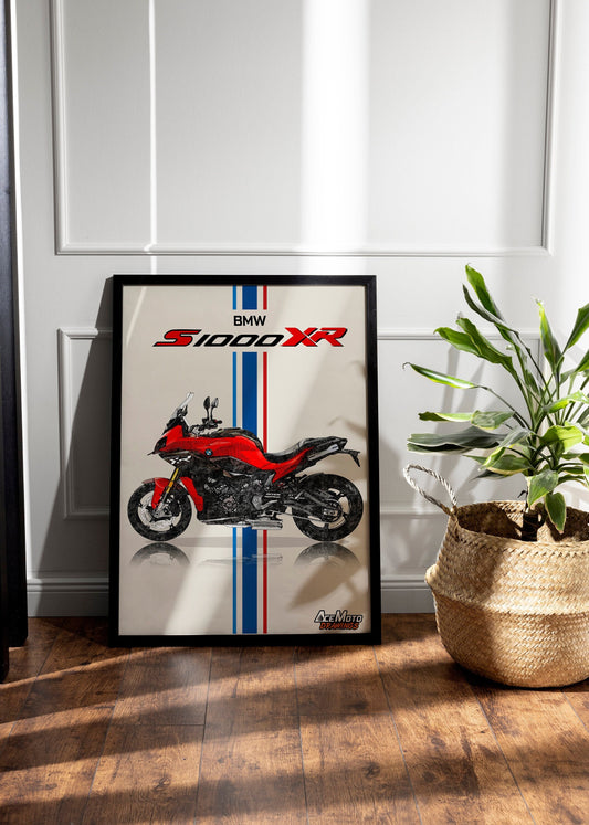 BMW S1000XR 2023 | Motorcycle Poster, Bike Wall Art Decor - Gift for Lovers BMW Rider Present Drawing