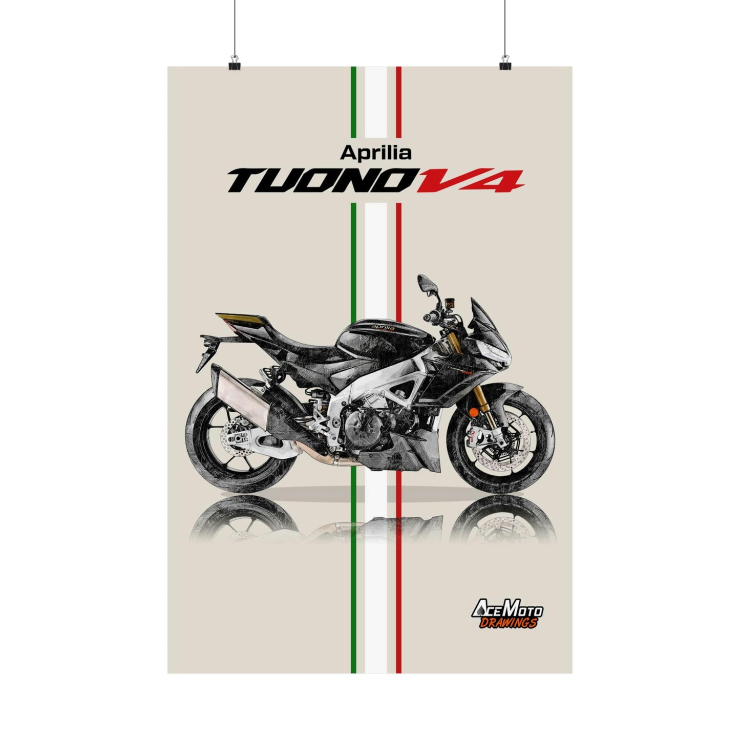 Aprilia Tuono V4 Factory 2022 | Motorcycle Poster, Bike Wall Art Decor - Gift for Lovers Aprilia Rider Present Drawing