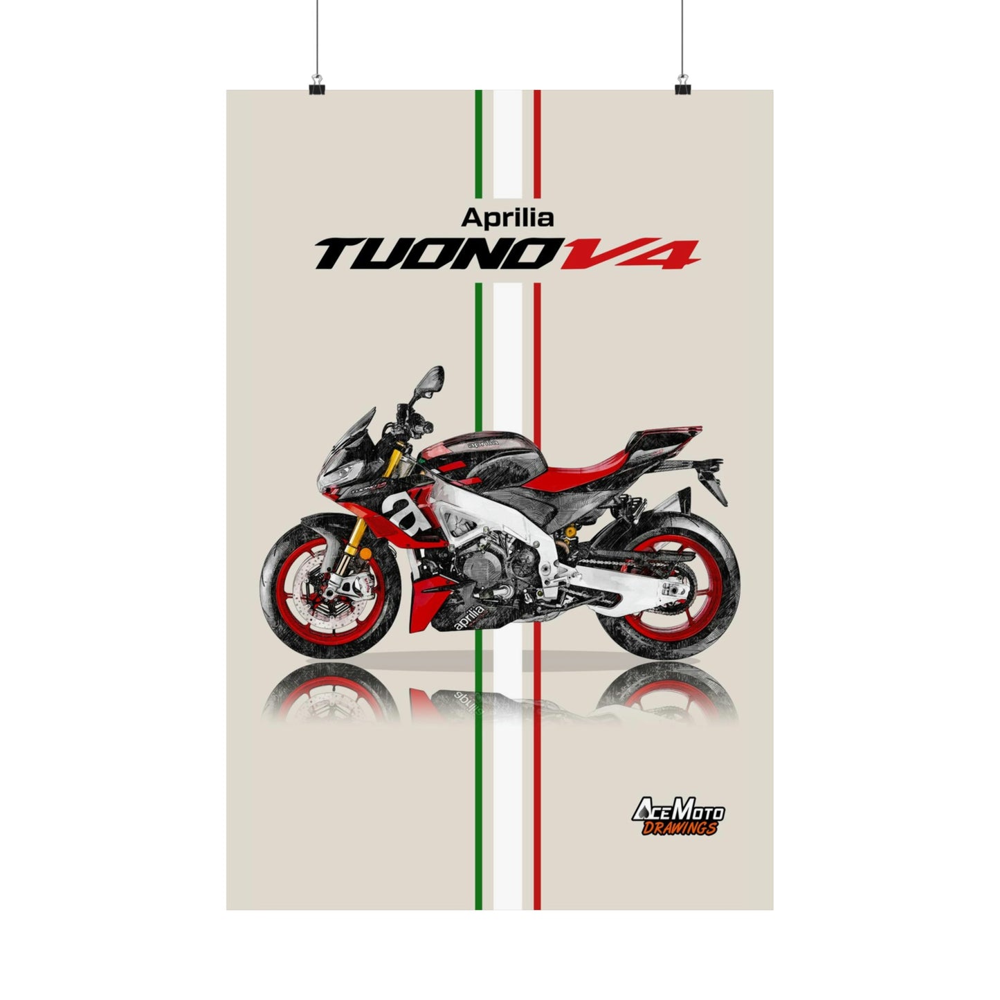 Aprilia Tuono V4 Factory 2021 | Motorcycle Poster, Bike Wall Art Decor - Gift for Lovers Aprilia Rider Present Drawing