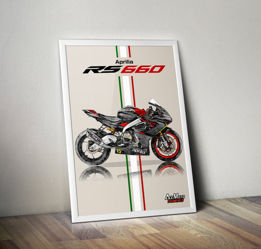 Aprilia RS660 Trofeo 2023 | Motorcycle Poster, Bike Wall Art Decor - Gift for Lovers Aprilia Rider Present Drawing