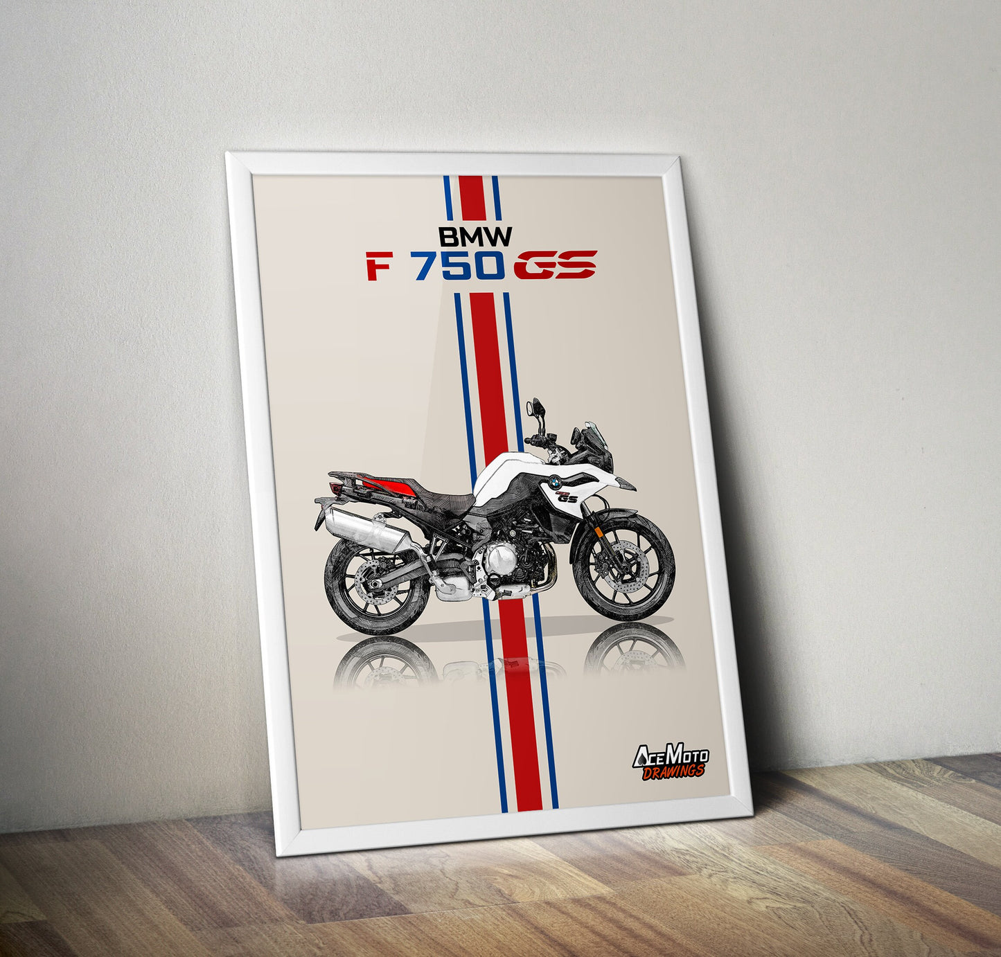 BMW F750 GS Wall Poster | Motorcycle Poster, Bike Wall Art Decor - Gift for Lovers BMW Rider Present Drawing
