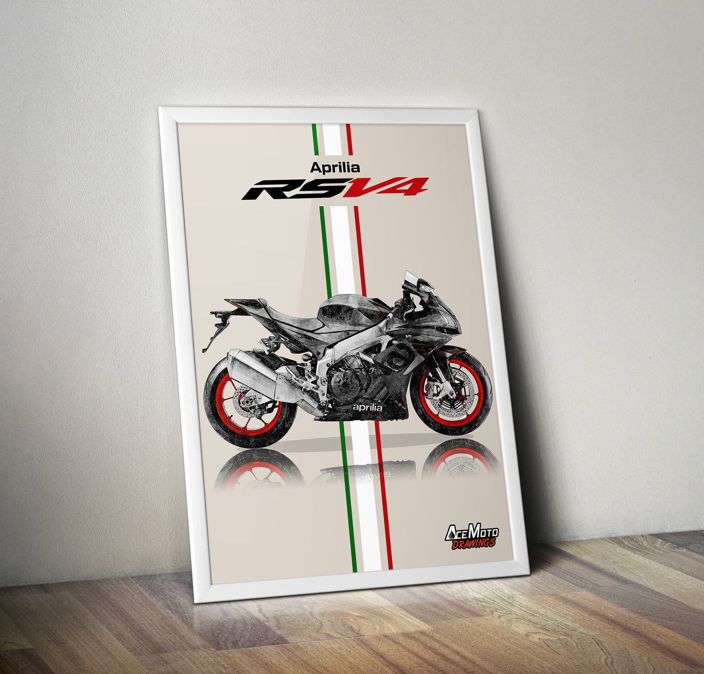 Aprilia RSV4 1000 RR 2020 | Motorcycle Poster, Bike Wall Art Decor - Gift for Lovers Aprilia Rider Present Drawing