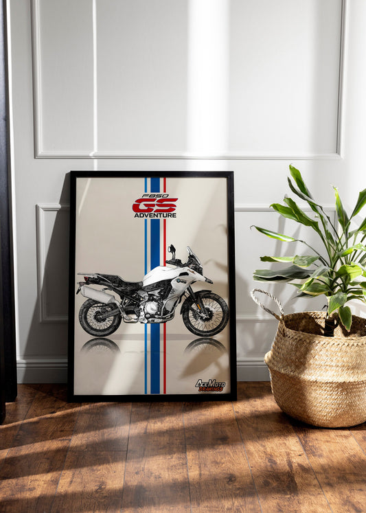 BMW F850 GS Adventure | Motorcycle Poster, Bike Wall Art Decor - Gift for Lovers BMW Rider Present Drawing
