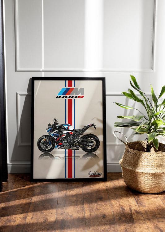 BMW M1000R Wall Poster | Motorcycle Poster, Bike Wall Art Decor - Gift for Lovers BMW Rider Present Drawing