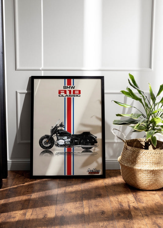 BMW R18 Classic Wall Poster | Motorcycle Poster, Bike Wall Art Decor - Gift for Lovers BMW Rider Present Drawing