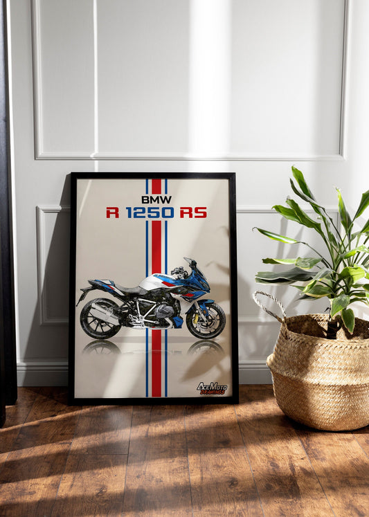 BMW R1250 RS | Motorcycle Poster, Bike Wall Art Decor - Gift for Lovers BMW Rider Present Drawing
