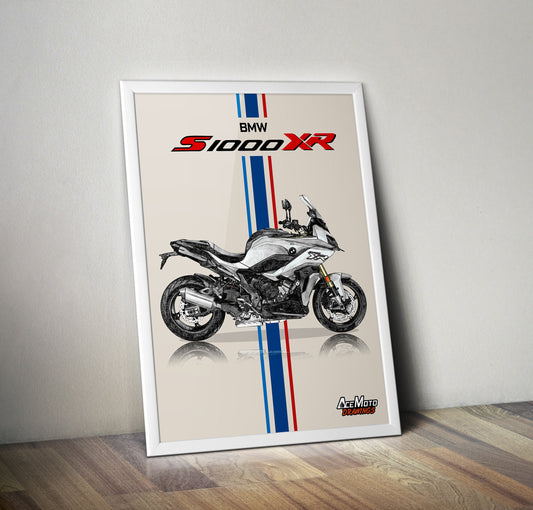 BMW S1000XR 2020 | Motorcycle Poster, Bike Wall Art Decor - Gift for Lovers BMW Rider Present Drawing
